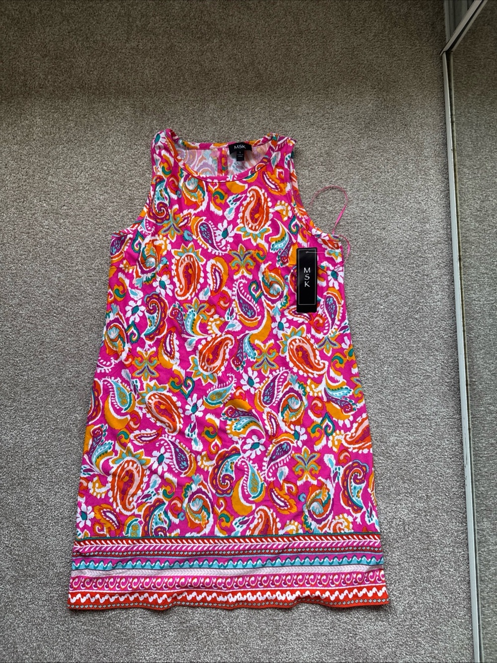 MSK Pink Multicolor Paisley Shift Dress